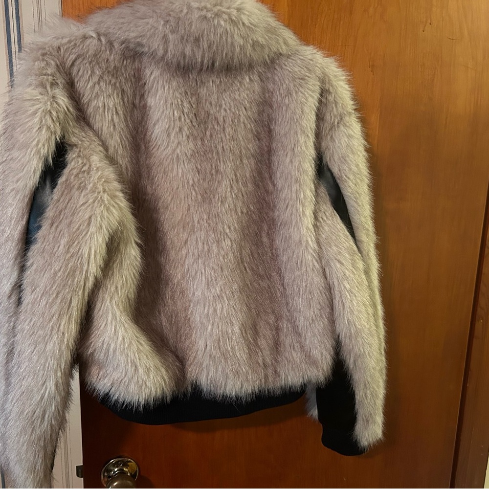 Steve Madden Faux Fur Teddy Jacket - Cream and Black - Picture 3 of 5